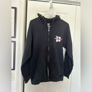 Trader Joe’s Unisex Black Hibiscus Logo Employee Zip Up Hoodie Size Medium